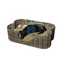 Lit pour animal de compagnie en rotin le mieux sélectionné avec coussin tissé chien et chat canapé panier naturel pour un repos confortable pour animaux de compagnie et une décoration intérieure