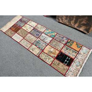 Vintage 2x5.9 ft Rug, Turkish Rug, <b>Red</b> Ombr <b>Wool</b> Rug - Product Image 4