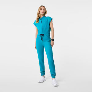 Combinaison de travail en tissu sergé extensible avec logo personnalisé, ensembles unisexes, uniforme d'infirmière et de médecin avec détection d'aiguille pour une utilisation à l'hôpital - Product Image 1