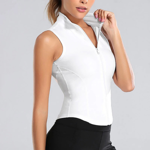 Women's Sleeveless Tank Tops with <b>Stand</b> Collar Zipper Vest for Fitness Yoga Gym Training & <b>Work</b> Shirts - Product Image 3