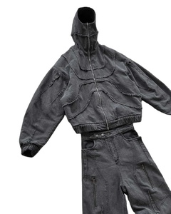Sudadera con Capucha Personalizada al por Mayor de Alta Calidad con Logotipo Gráfico, Sudadera de Algodón Grueso, Estilo Oversize, Lavado Ácido, Sudadera Ninja para Hombre - Product Image 5