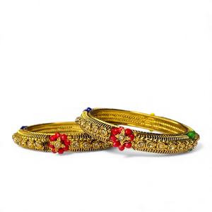 Conjunto de Brazaletes de Perlas con Corte Esmeralda Multicolor, Estilo Étnico, Hecho a Mano, Color Oro Antiguo, Calidad Premium, Venta al por Mayor para Mujer - Product Image 1