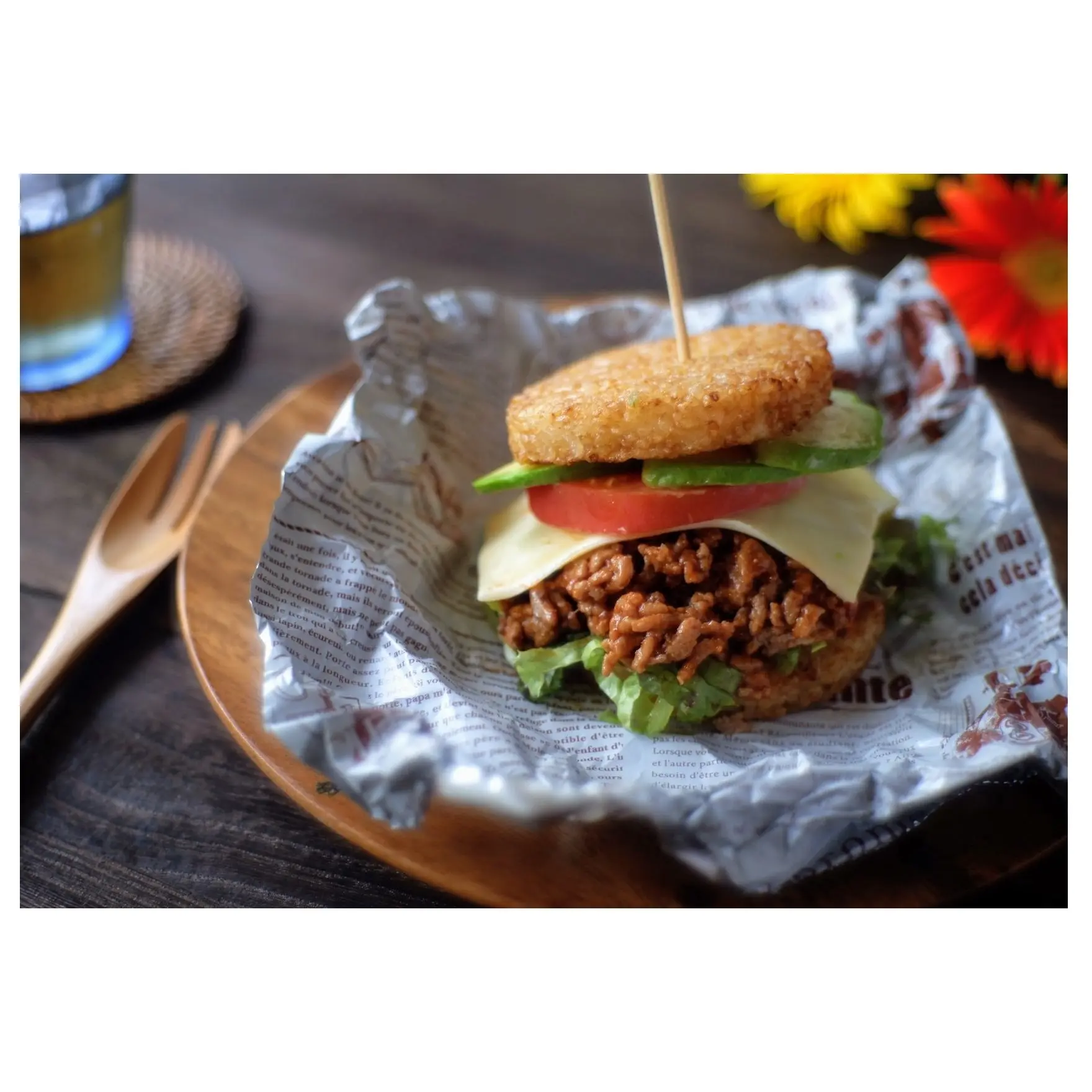 Hamburguesa al por mayor comida japonesa Arroz pegajoso relleno para la venta