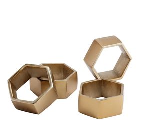 Rond de serviette en métal hexagonal créatif moderne boucle de serviette d'hôtel décorative pour table de mariage - Product Image 4