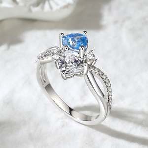 Jeulia Love Stone Heart Cut <b>Turquoise</b> Sterling Silver <b>Ring</b> - Product Image 6