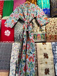 High Quality Soft Cotton Floral Print Kimono Indian Style Japanese <b>Beach</b> <b>Cover</b> <b>up</b> for Bridesmaids Nightwear for Bath Occasions - Product Image 2