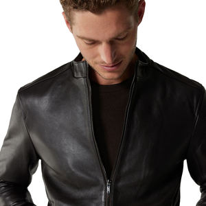 แจ็คเก็ตหนังผู้ชายคุณภาพสูง หนังกลับแท้ สำหรับทุกฤดู แบบบอมเบอร์  ย้อมสีเรียบ - Product Image 4