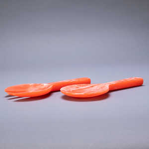 Juego de cuchara y tenedor para ensalada de resina hecho a mano duradero, utensilios de cocina con estilo seguros para alimentos respetuosos con el medio ambiente para uso en el comedor del hotel en casa - Product Image 4