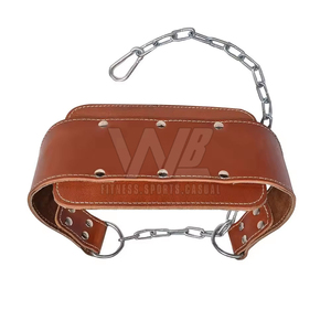 High Quality Cowhide Fitness <b>Belt</b> <b>Chain</b> Padded Double Dip Non-Slip Heavy Duty for Weightlifting Comfortable Pull Ups - Product Image 1