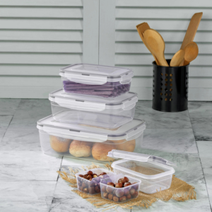 AFOSSA Juego de contenedores de almacenamiento de alimentos herméticos-4 piezas-Contenedores de almacenamiento de despensa de cocina sin BPA de plástico-Apto para lavavajillas - Product Image 3