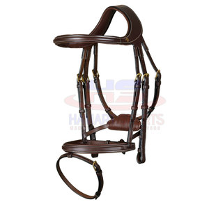 High Quality Genuine Horse Leather Bridle Anatomic Dressage Snaffle Adjustable for Riding and Racing Wholesale - Product Image 2