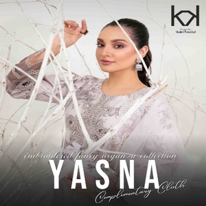 Robes panjabi pakistanaises brodées en organza pour femmes costumes trois pièces en organza Designers pakistanais par Tawakkal Vol YASNA - Product Image 2