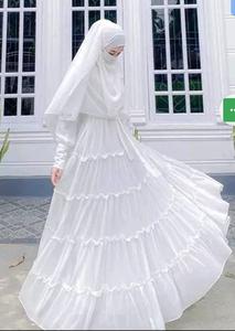 Vêtements islamiques, nouveau ensemble abaya, robe hijab, tissu léger en géorgette, femmes, filles, musulmanes, uni, teinture unie - Product Image 4