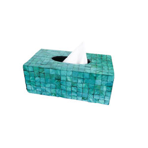 Boîte à mouchoirs en nacre et en bois Boîte de rangement pour serviettes de forme rectangulaire faite à la main au prix le plus bas - Product Image 1