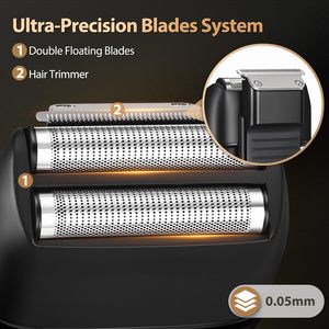 Afeitadora Eléctrica de Lámina para Hombre, Velocidades Ajustables, Bloqueo de Viaje, Recargable, Recortadora, IPX7, 120 Minutos de Autonomía para Afeitar la Cara, RV - Product Image 4