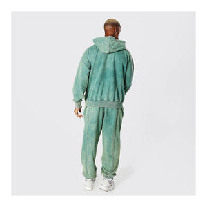 Qualité exceptionnelle hommes acide lavé pull à capuche motif solide imprimé respirant polaire sweat nouveau hiver uni teint - Product Image 3