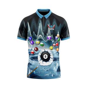 Venta al por mayor de encargo de alta calidad de los hombres Snooker Jersey 3D sublimación impresa conjuntos personalizados camisas de billar - Product Image 2