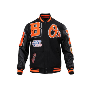 Blouson de baseball avec broderie en chenille de laine et de logo personnalisé Collage de lettrés vestes de baseball bombardier pour hommes veste universitaire à manches en cuir vierge - Product Image 1