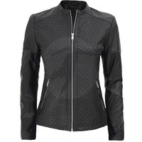Chaqueta de Invierno para Mujer, de Cuero Genuino, Cuello Alto, Tejida y Transpirable, de Alta Calidad, al por Mayor