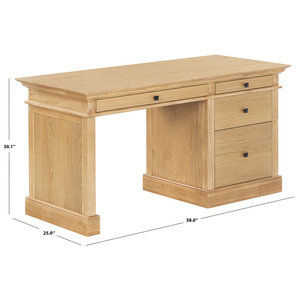 Bureau de direction Shorecrest avec plateau en bois massif et structure métallique, bureau d'ordinateur rectangulaire pour l'étude - Product Image 4