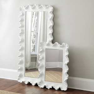 Espejo de Cuerpo Entero Tallado Floral Blanco Antiguo Hecho a Mano para un Estilo de Hogar Vintage y un Aspecto de Decoración de Lujo - Product Image 5