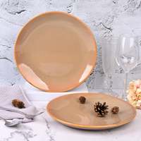 Ensemble d'assiettes à dîner en céramique de haute qualité, marron classique/vert rustique, 2 pièces, 10,5 pouces, durables, personnalisables, nouveau design pour hôtels et fêtes