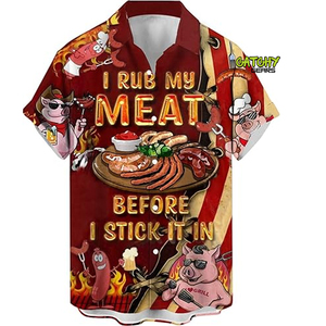 Camisas Hawaianas de Manga Corta para Hombre CATCHY GEARS al por Mayor, Tela de Sarga de Spandex/Poliéster, Estampado Floral, Camisas de Moda Urbana para Hombre - Product Image 3