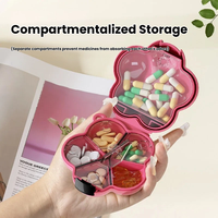 Boîte de rangement en forme de fleur, organisateur de bijoux portable, mini étui à pilules divisé pour voyage, conteneur de rangement cosmétique multifonctionnel