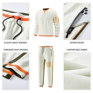 Chándal con parche desgastado bordado personalizado para hombre, chándal Unisex, sudadera y pantalones de chándal de algodón 100% - Product Image 6