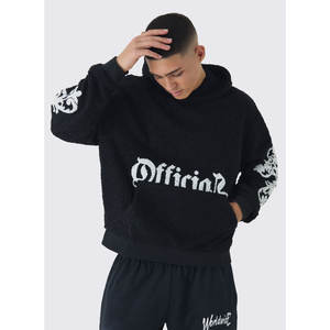 Imprimé de haute qualité graphique hommes coupe régulière grande taille tricoté coton à capuche Logo personnalisé uni Vintage luxe Style imperméable - Product Image 3