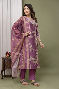 Floral Printed Rayon 3-piece <b>Kurta</b> Set Ethnic <b>Kurta</b> with Bottom and Dupatta Set For <b>Women</b> Wedding Wear - Product Image 5