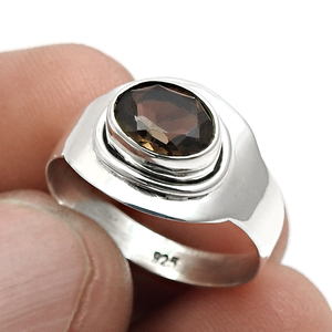 Natural Smokey <b>Quartz</b> Gemstone 925 Sterling Silver <b>Ring</b> Natural Gemstone Jewelry Supplier Handmade Jewelry Exporter From India - Product Image 1