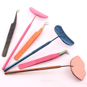 Pince à cils en acier inoxydable avec logo OEM, pointes pointues, outils pour faux cils avec poignée miroir, satisfaisant la demande des clients - Product Image 3