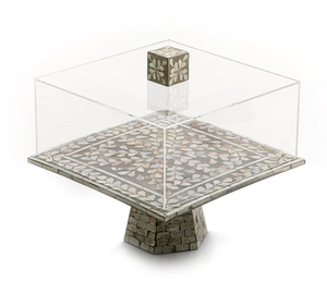 Tapa acrílica segura para comida, bandeja decorativa de diseño de resina de perlas madre cuadradas, vajilla personalizada para café en casa, barata y pequeña - Product Image 4