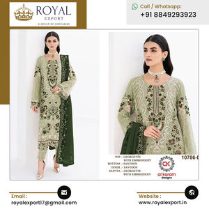 ชุดสูทผ้าจอร์เจียแบบหนาสำหรับผู้หญิงงานปักและงานแต่งคุณภาพระดับพรีเมียม - Product Image 3