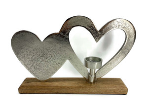 Portavelas con forma de corazón para decoración del hogar Base de madera - Product Image 2