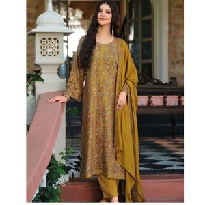 Pashmina de viscosa de diseñador Salwar Kameez tela suave hecha a mano con estampado Digital para fiesta étnica elegante festiva estilo moderno - Product Image 2
