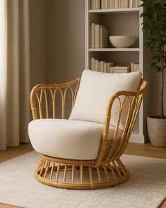 Chaise en rotin écologique-Style minimaliste durable pour hôtels, chambres et espaces de vie extérieurs Chaise en rotin élégante - Product Image 2