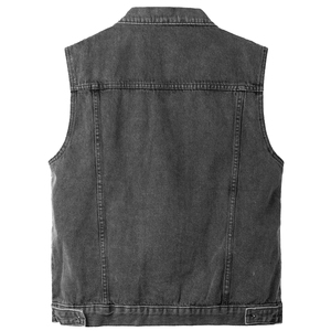 Gilet en jean décontracté pour homme en toile 2026, couleur unie, grande taille, marque privée, sans manches, col roulé, anti-UV - Product Image 2