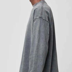 Meilleure édition – T-shirts décontractés à manches longues pour hommes, en maille délavée à l'acide, style urbain vintage, 100 % biologique - Product Image 5