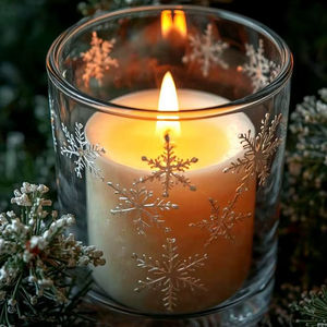 Christmas Snowflake <b>Glass</b> <b>Jar</b> Scented <b>Candle</b> Bulk Soy Wax Holiday Winter Home Decor Party Festive Ornament Luxury Aromatic Vibes - Product Image 1