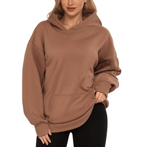 Pull à capuche à manches longues surdimensionné décontracté pour femmes Logo imprimé personnalisé Streetwear tricoté sweat-shirt blanc avec col à capuche - Product Image 4