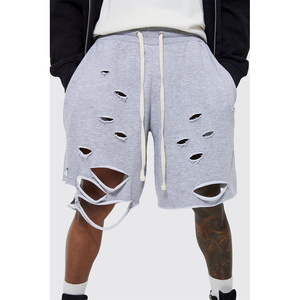 High Quality Premium <b>Men's</b> Mid-Length <b>Sweat</b> <b>Shorts</b> New Design Distressed Streetwear Anti-Wrinkle Summer Outfits - Product Image 5