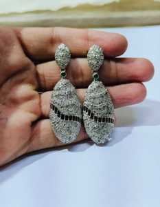 925 Sterling Silver & Natural Diamond Stud Earrings Elegant Diamond <b>Jewelry</b> - Product Image 2