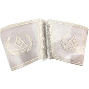 Manchettes de gantelets Regalia maçonniques couleurs personnalisées manchettes en tissu brodé avec décoration de franges en dentelle - Product Image 6
