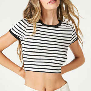 Oversized Cropped Tshirt <b>Men</b> Slim Fit Custom Logo Half Sleeves Pullover <b>Corduroy</b> Eco-Friendly Breathable High Waist Crop Top - Product Image 6