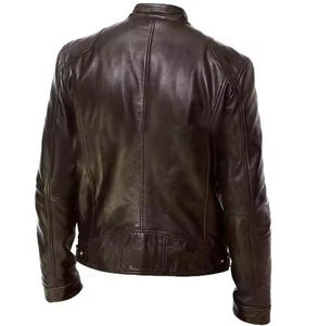 Veste en cuir de motard pour hommes Vêtements coupe-vent grande taille Vestes en cuir respirantes pour hommes Vestes en cuir confortables pour hommes OEM - Product Image 6
