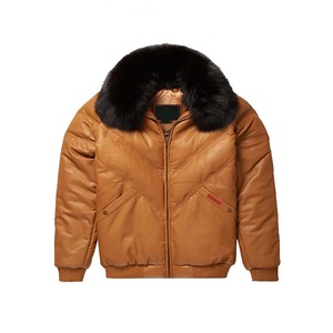 Negro elegante calidad premium OEM blanco personalizado chaqueta de cuero de los hombres - Product Image 5