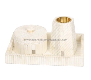 ROYAL ARTISANS Ensemble de brûleur à bakhoor et de plateau en incrustation d'os, style arabe, avec nacre perlée, modèle MUBKHAR TY78UIN, prix raisonnable - Product Image 1