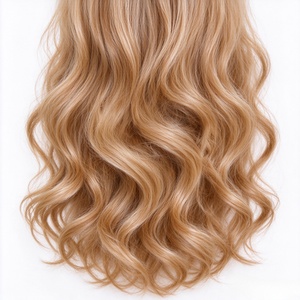 Perruque 100% cheveux humains, longue, blonde dorée, bouclée en queue de poisson, pour femmes, aspect naturel - Product Image 4